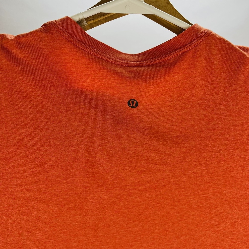 Lululemon The Fundamental Orange V Neck Cotton Lyocell Spandex T-Shirt Mens XL - Picture 5 of 5